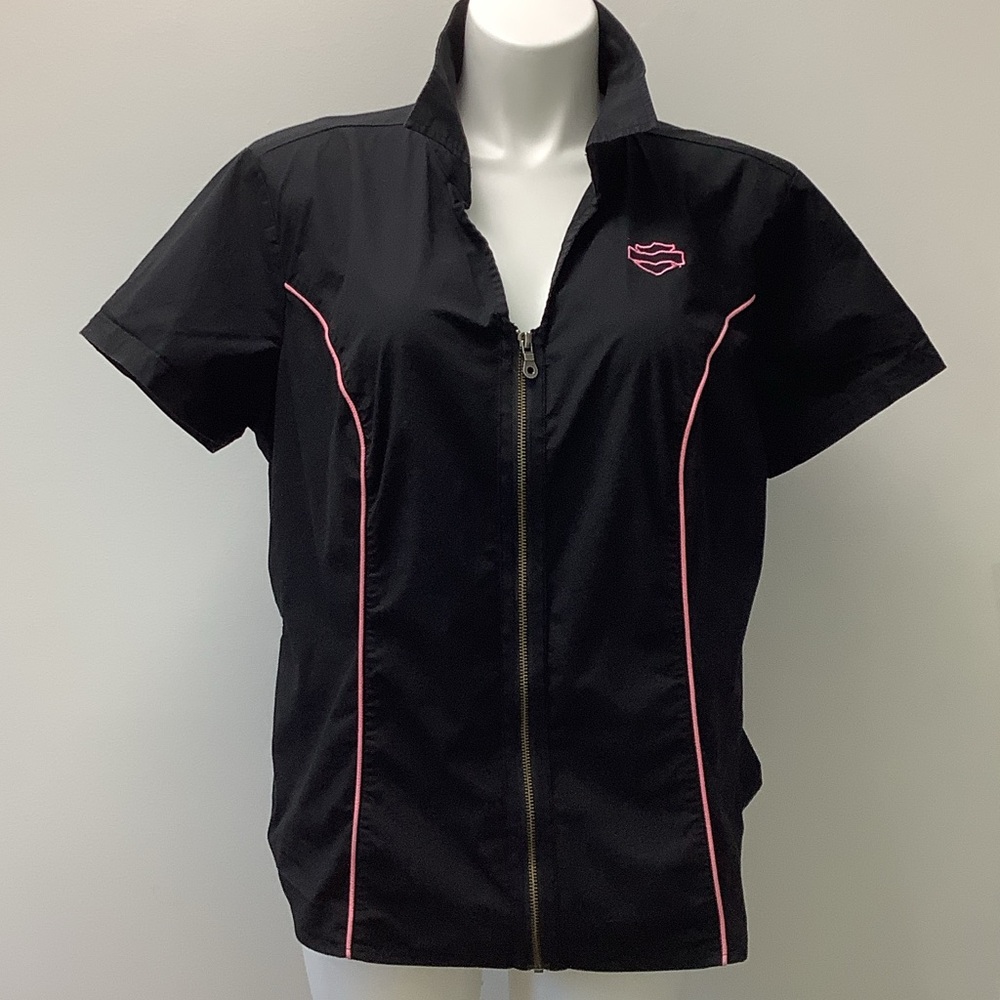 HARLEY DAVIDSON Pink Label Zip Front Shirt ALL EMBROIDERED Womens size 2W plus